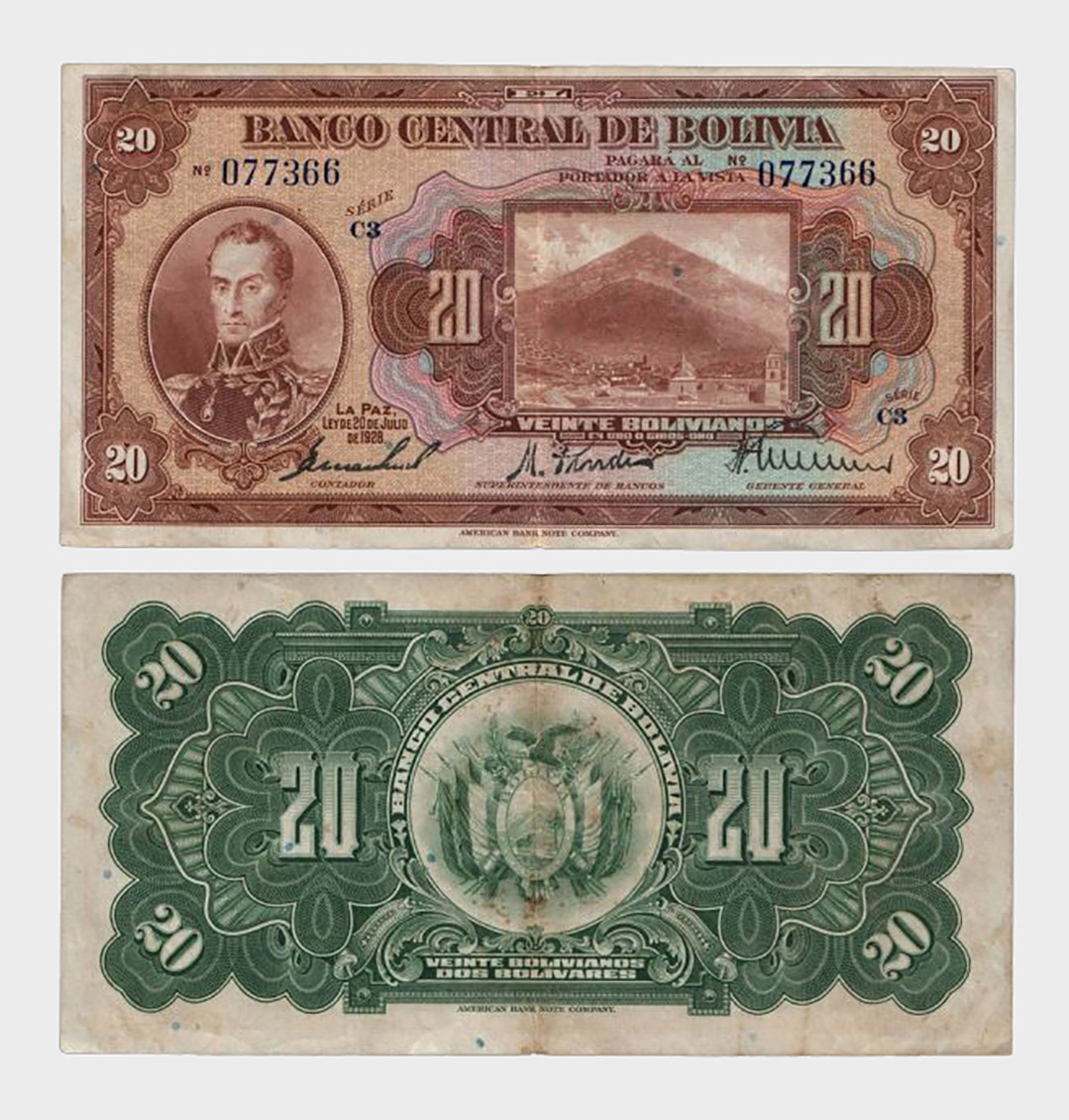 1928 – 20 Bolivianos – Eddy Museu WPM