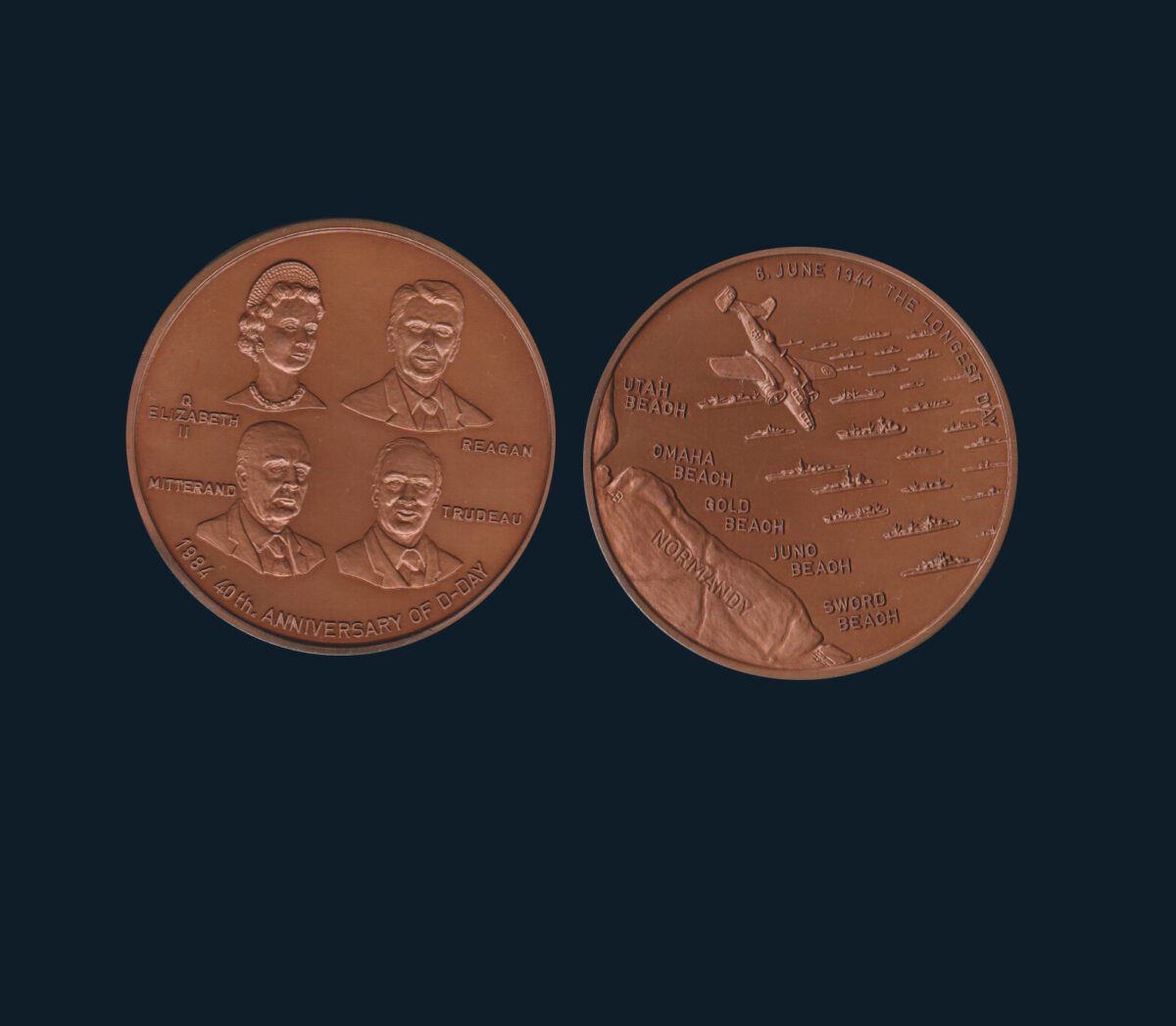 Medalha - 1984 - 40 Anos Normandia D-Day Bronze 50mm - Image 1