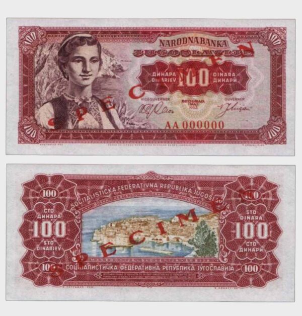 1963 - 100 Dinara - SPECIMEN