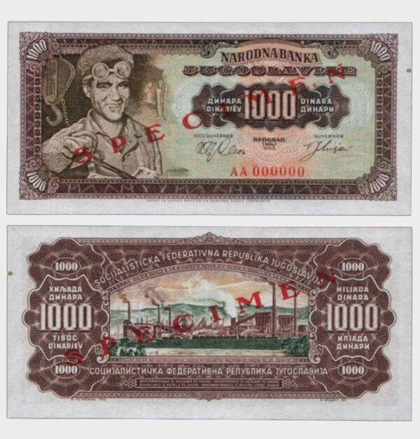 1963 - 1000 Dinara - SPECIMEN