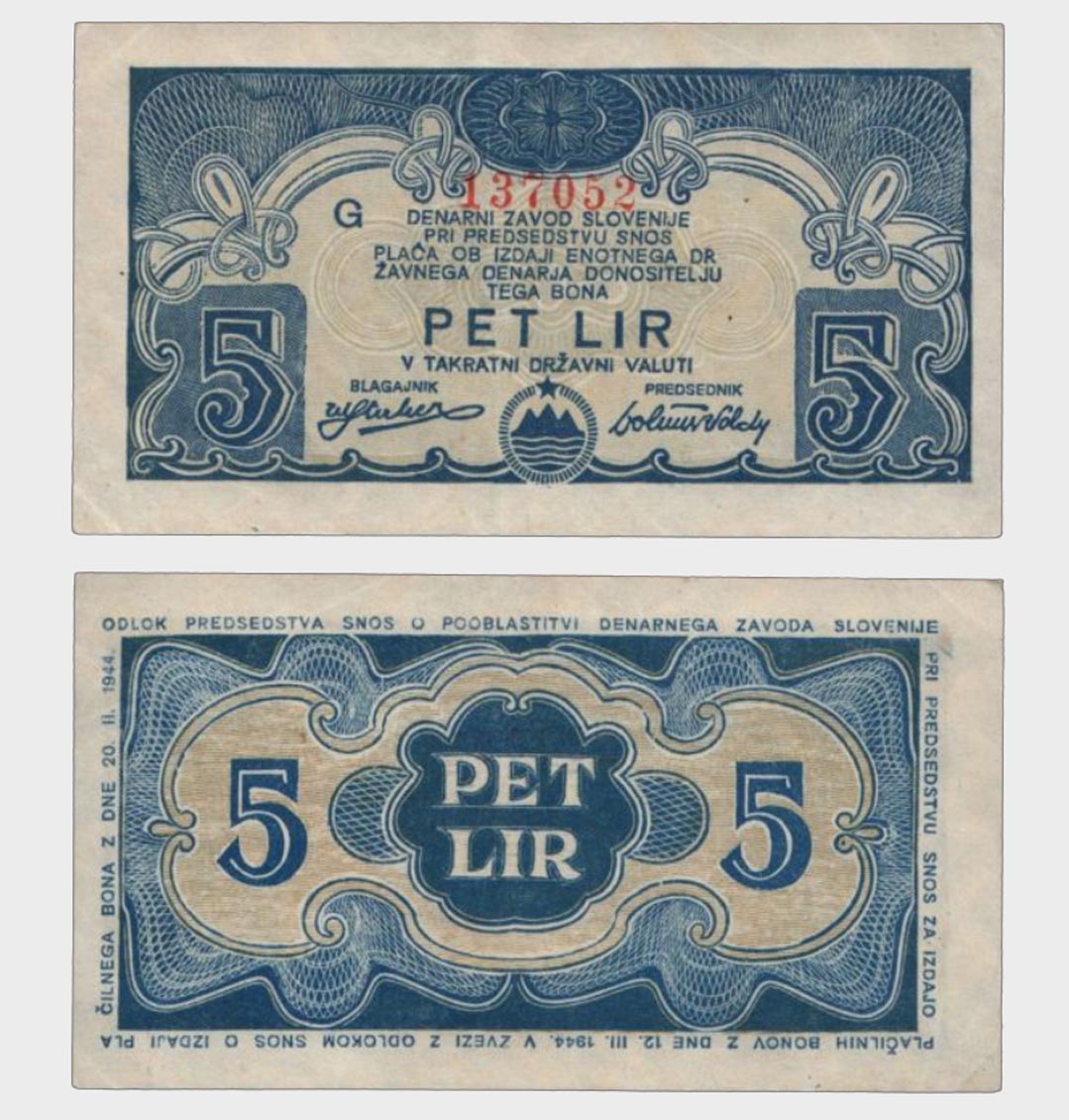 #CO772 - Jugoslavia 1944 - 5 Lir - Image 1