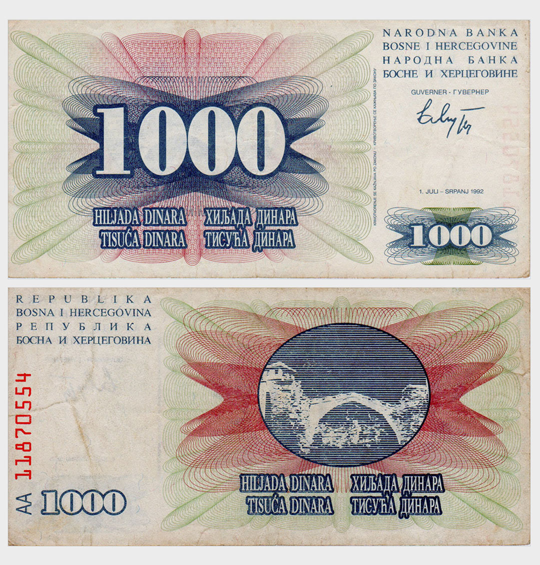 #ED1671 - Bosnia 1992 - 1000 Dinara - Image 1