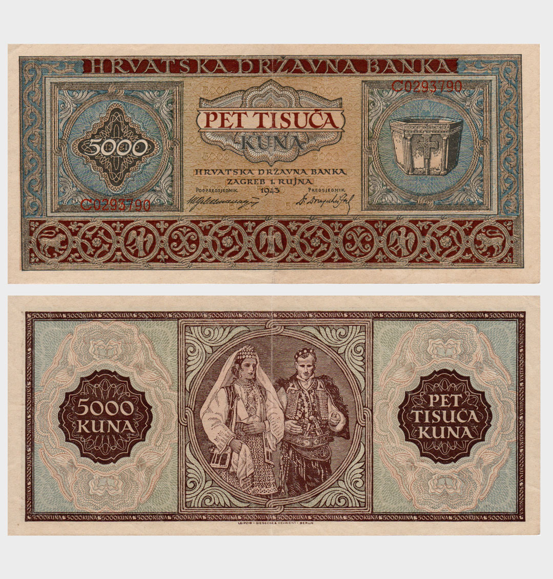 #ED1857 - Croatia 1943 - 5000 Kuna - Image 1