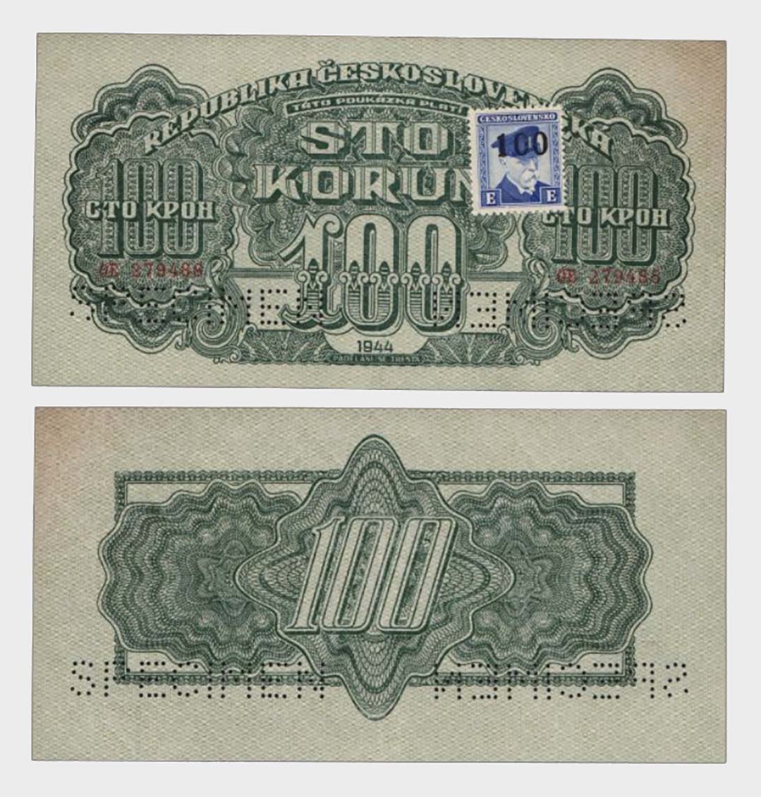#CO2646 - Czechoslovakia 1944-1945 - 100 Korun - 2x SPECIMEN - Image 1