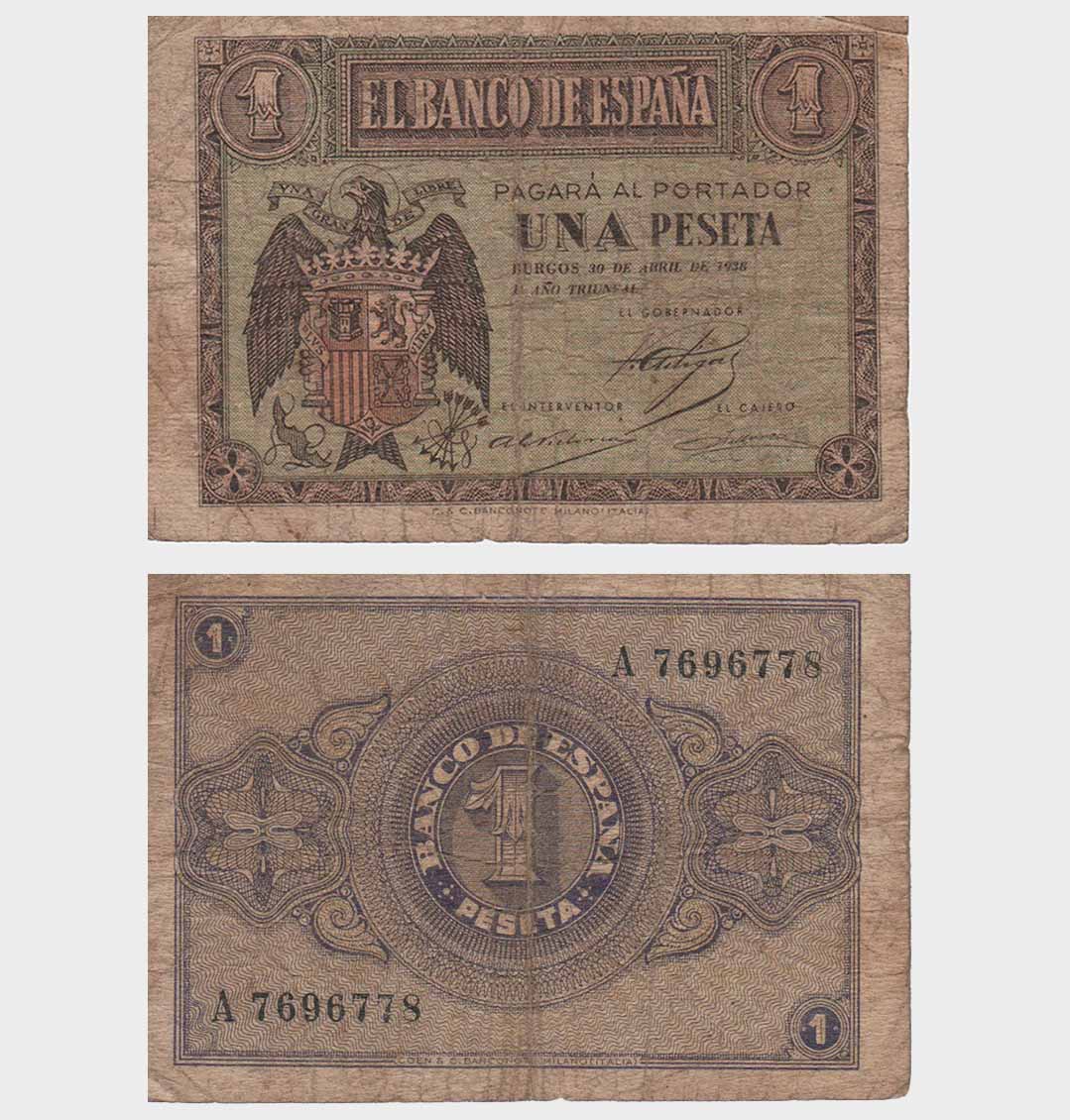 #ED2822 - Spain 1938 - 1 Peseta - Image 1