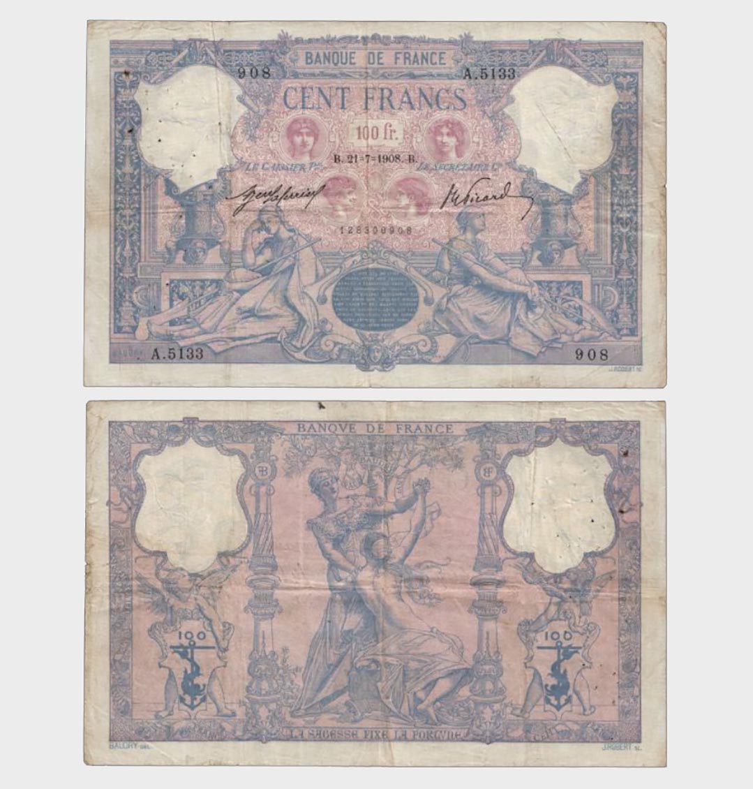 #CO3134 - France 1908 - 100 Francs - Image 1