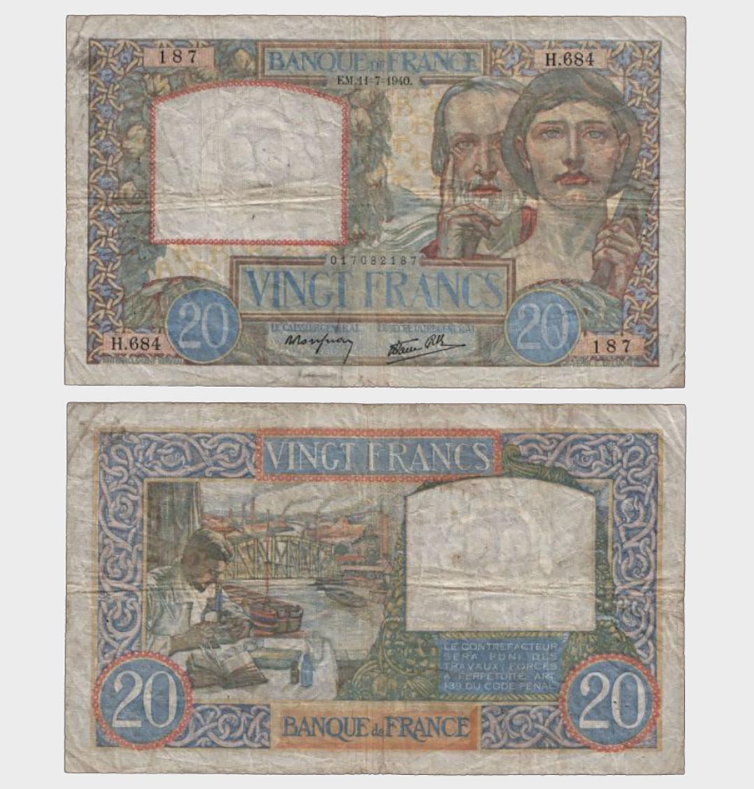 #CO3139 - France 1940 - 20 Francs - Image 1