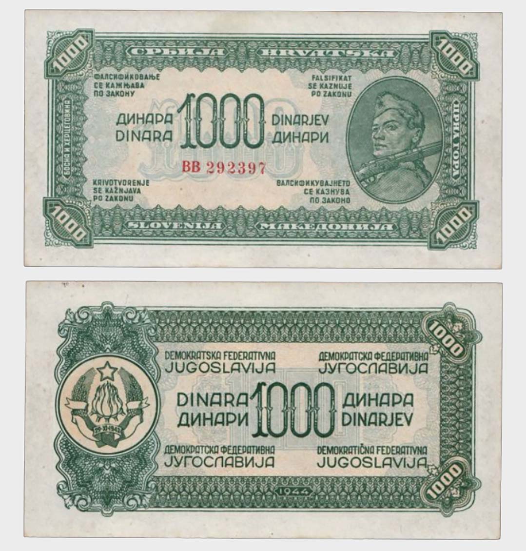 #CO3315 - Yugoslavia 1944 - 1000 Dinara - Image 1
