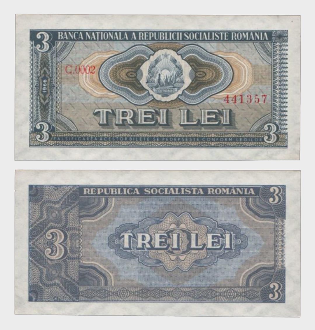 #CO3502 - Romania 1966 - 3 Lei - Image 1