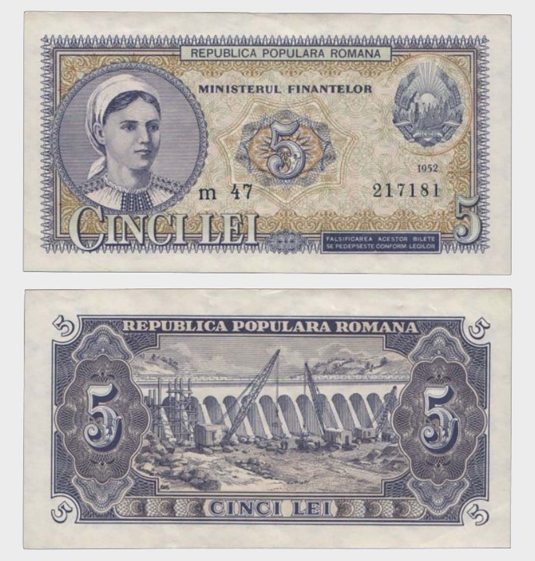#CO3507 - Romania 1952 - 5 Lei - Image 1