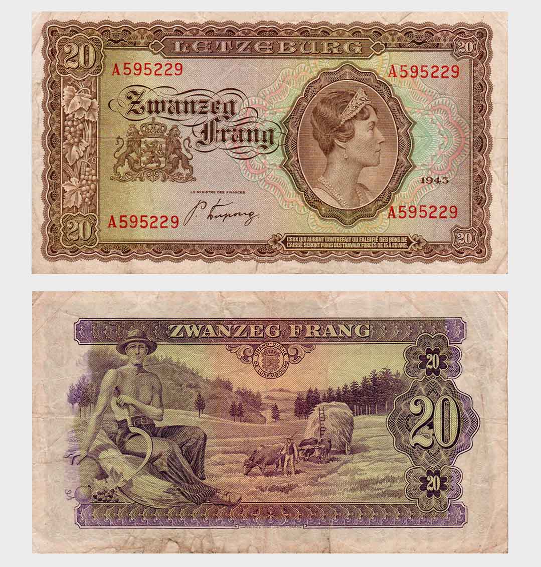 #ED3204 - Luxembourg 1943 - 20 Frang - Image 1