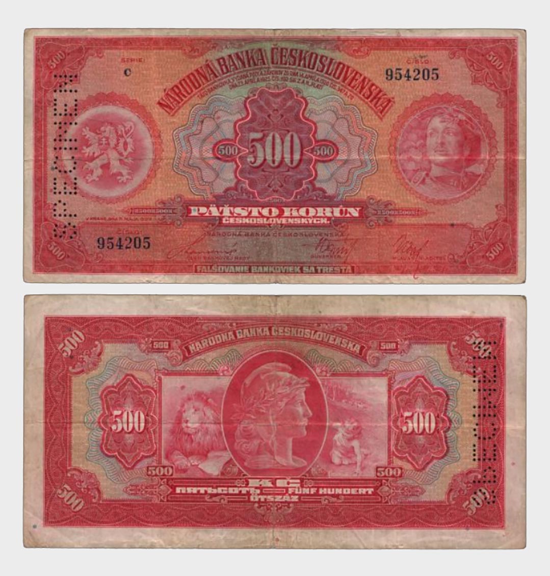 #CO4330 - Czechoslovakia 1929 - 500 Korun - Image 1