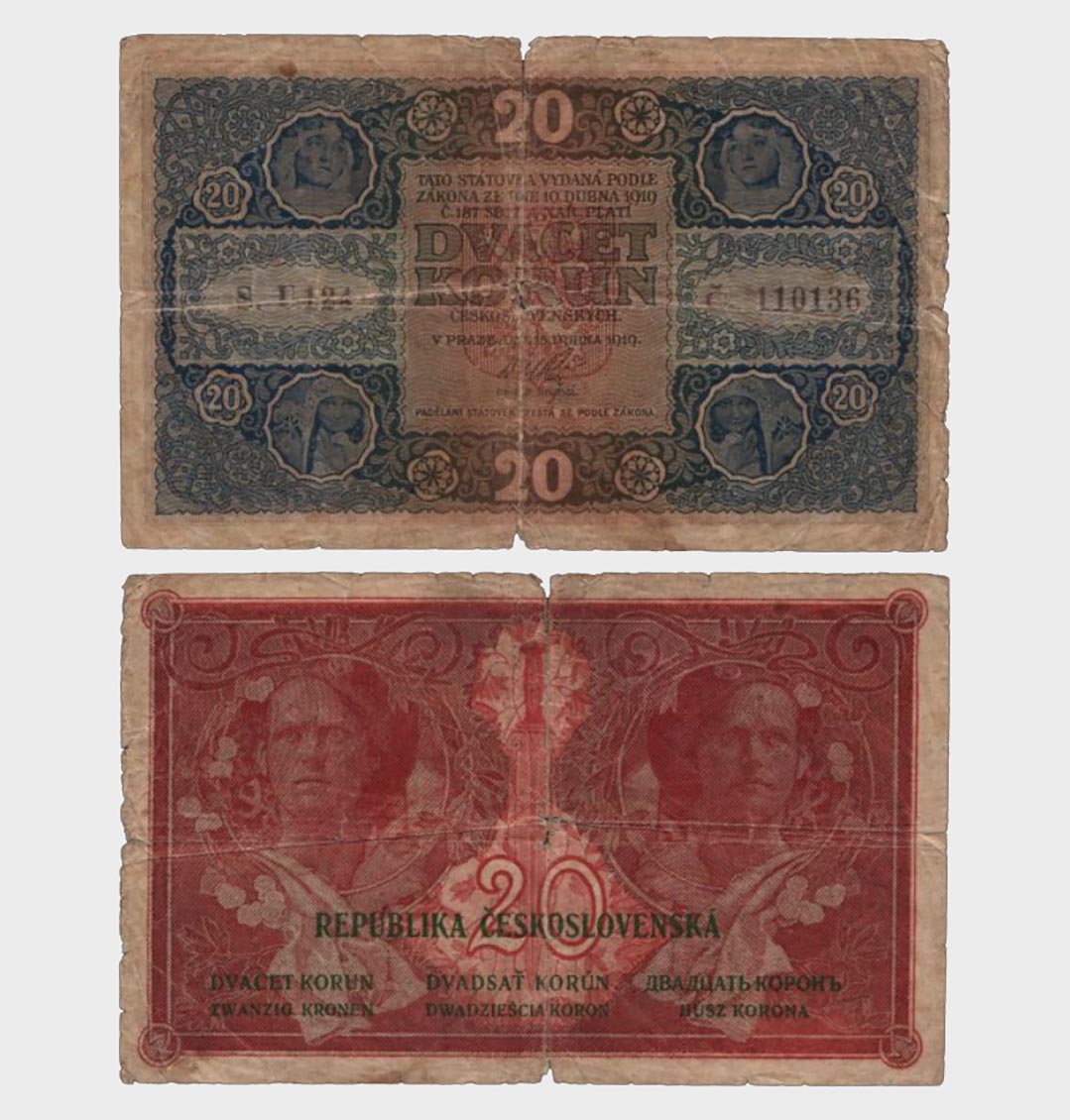#CO5005 - Czechoslovakia 1919 - 20 Korun - Image 1