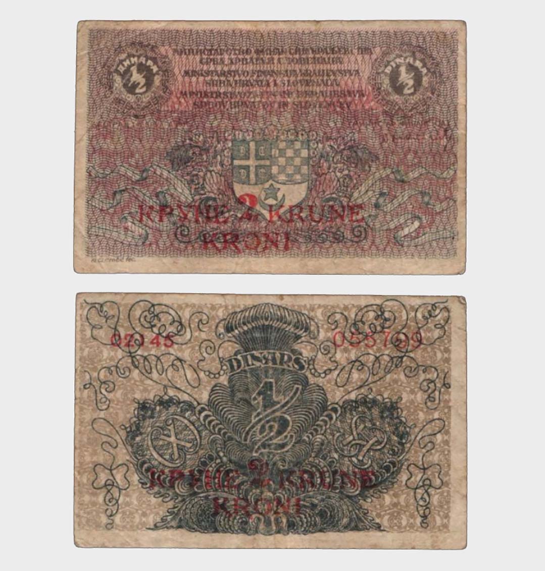 #CO5159 - Yugoslavia 1919 - 1/2 Dinara / 2 Krune - Image 1
