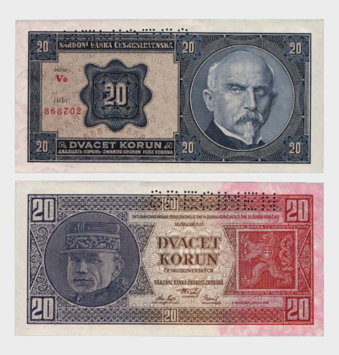 #CO5224 - Czechoslovakia 1926 - 20 Korun - SPECIMEN - Image 1