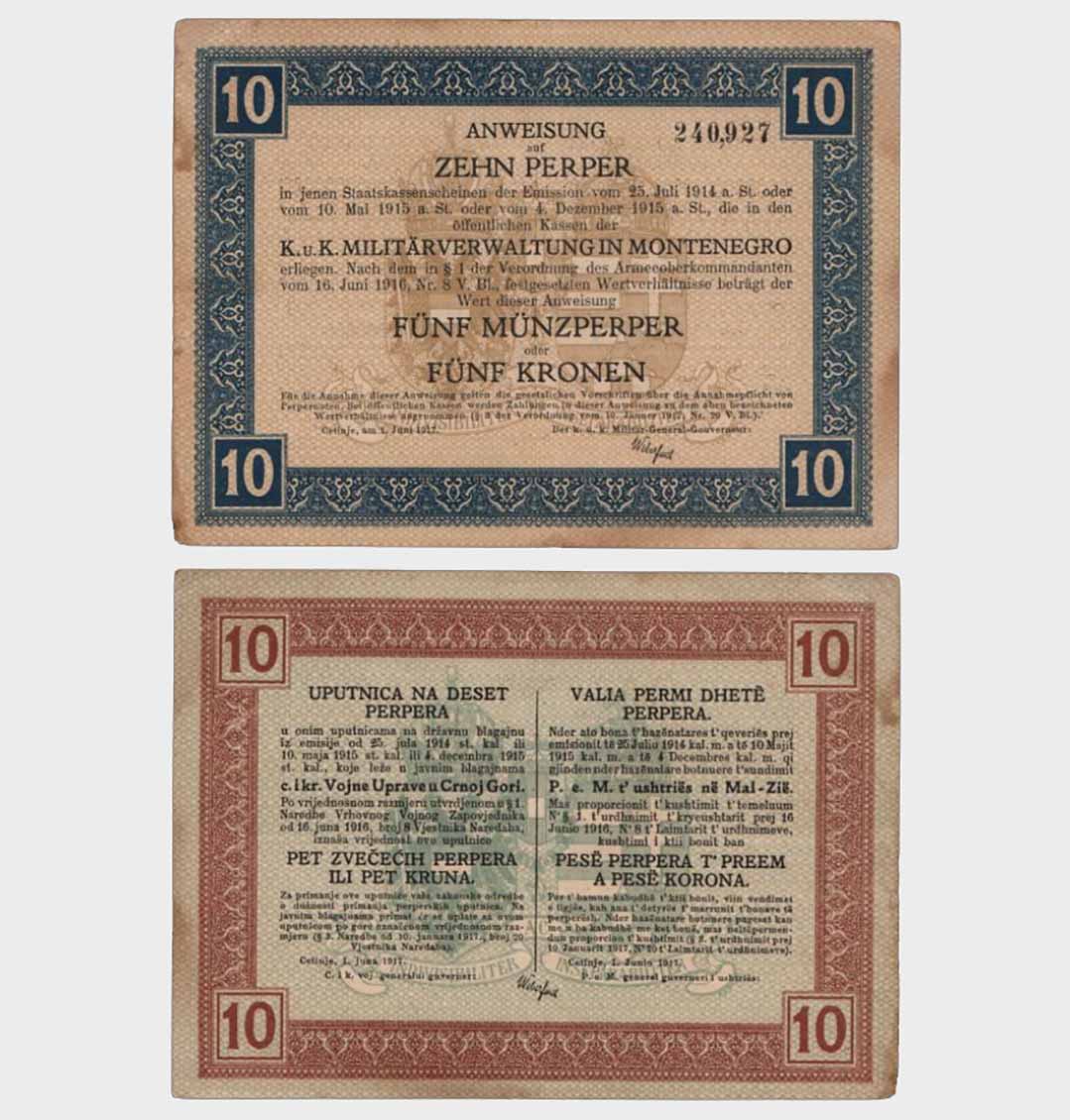 #CO5836 - Montenegro 1917 - 10 Perper - Image 1