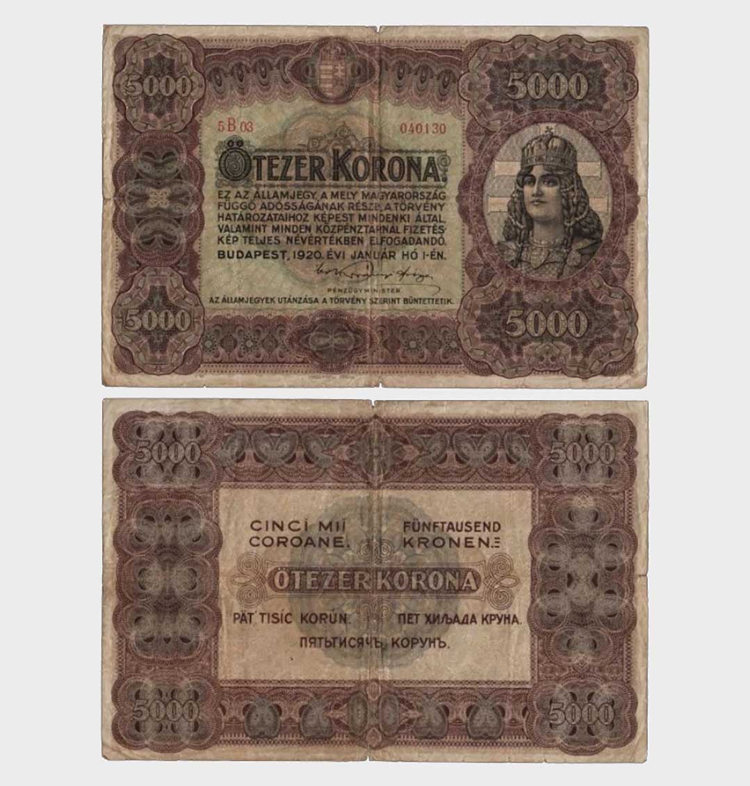 #CO7422 - Hungary 1920 - 5000 Korona - Image 1