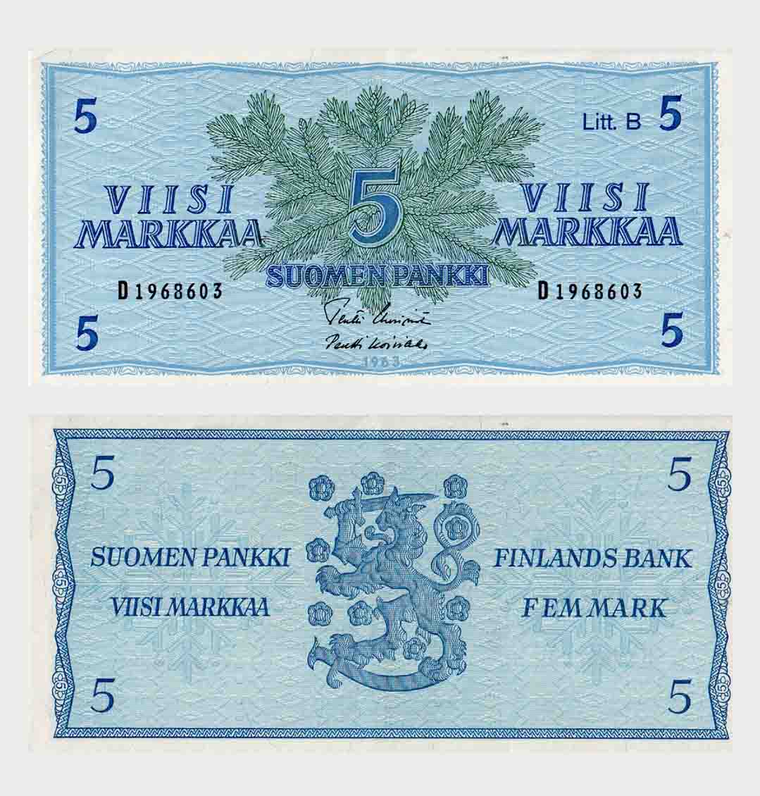 #ED5276 - Finland 1963 - 5 Markkaa - Image 1