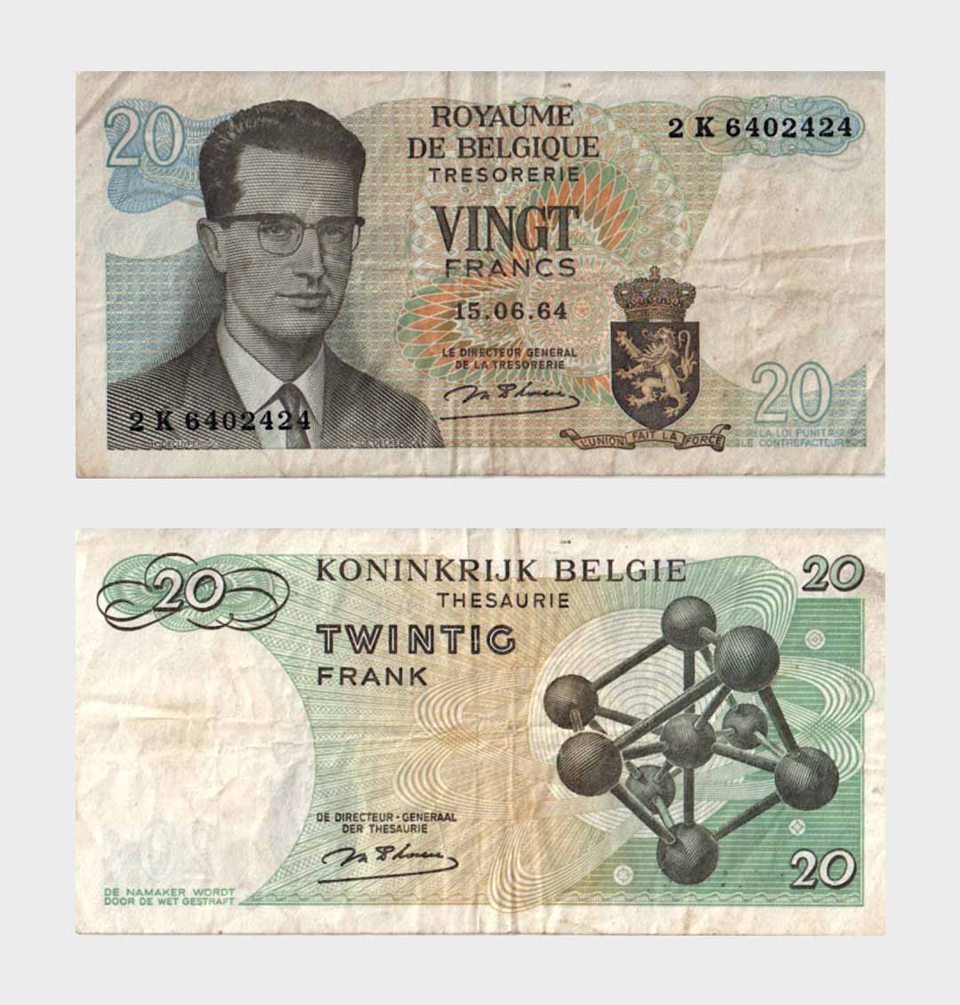 #ED5315 - Belgium 1964 - 20 Francs - Image 1